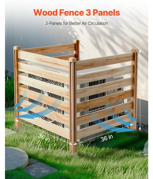 Dřevěné plotové panely pro soukromí, 3 kusy - 914x914 mm - Masivní dřevo - Venkovní oplocení pro zahradu