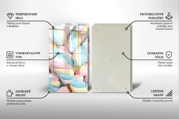 Krájecí prkénko skleněné Barevné marshmallows