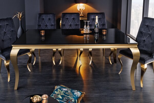 Jídelní stůl moderní barokní černo zlatý opál Invicta Interior