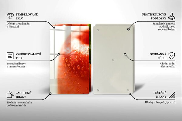 Krájecí prkénko skleněné Červená paprika