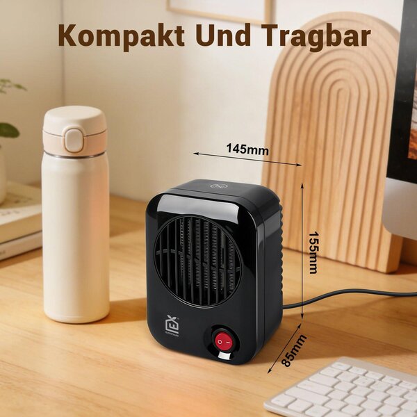Chladič s deskou pro montáž na stůl - výkon 600 Watt - černý - určený pro vytápění ložnice
