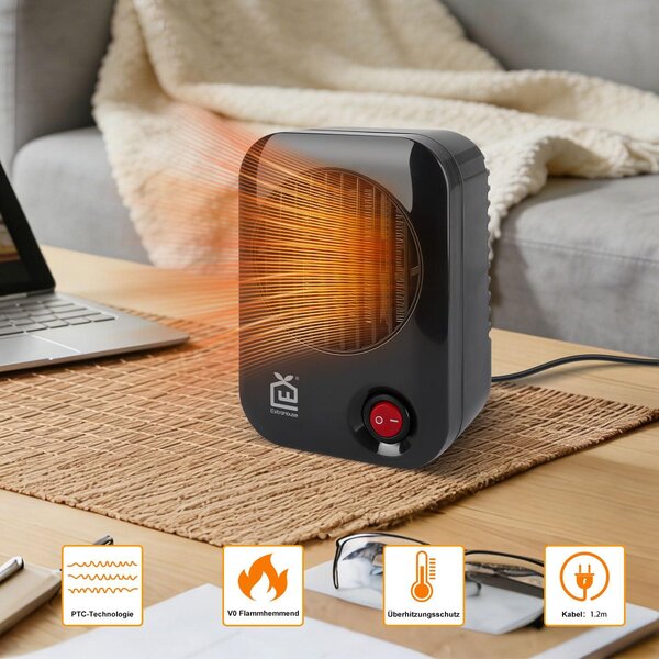Chladič s deskou pro montáž na stůl - výkon 600 Watt - černý - určený pro vytápění ložnice