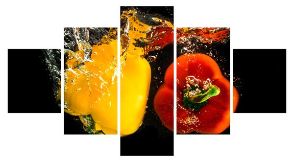 Obraz - papriky ve vodě (125x70 cm)