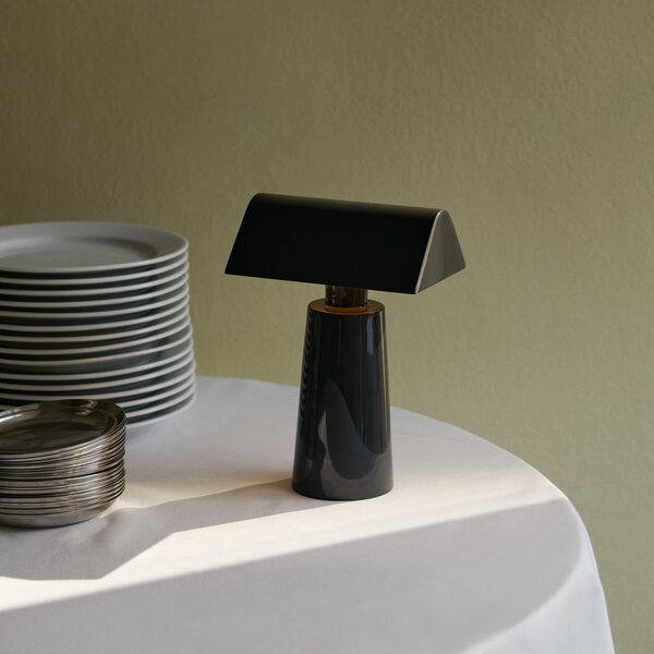 Stolní lampa &Tradition, Caret MF1, stmívatelné, Šedá, Obývací pokoj, Kov, Design