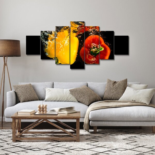 Obraz - papriky ve vodě (210x100 cm)