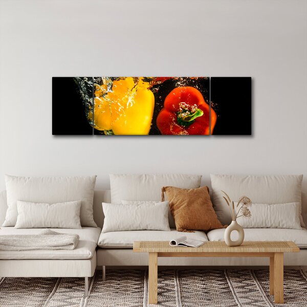 Obraz - papriky ve vodě (170x50 cm)