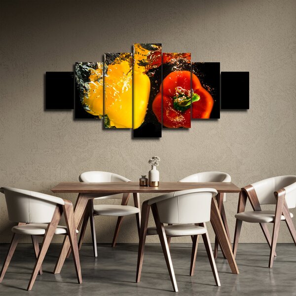 Obraz - papriky ve vodě (210x100 cm)