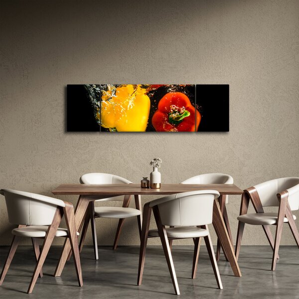 Obraz - papriky ve vodě (170x50 cm)