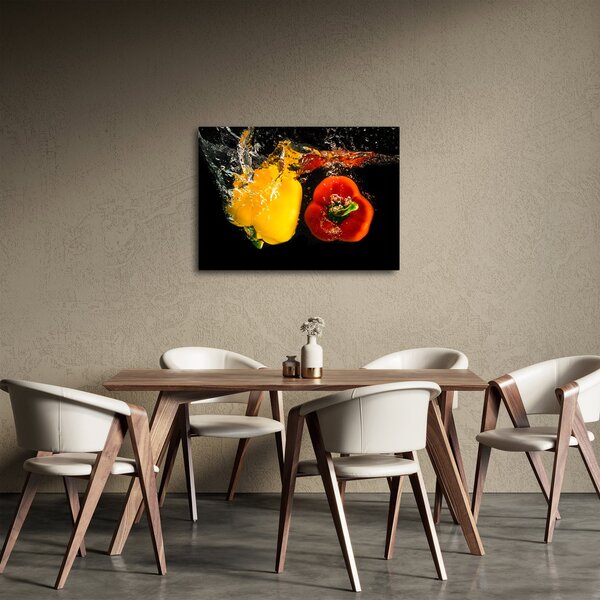 Obraz - papriky ve vodě (70x50 cm)