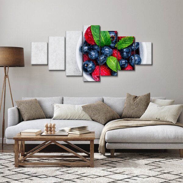Obraz - miska s lesním ovocem (210x100 cm)