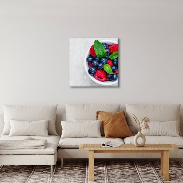 Obraz - miska s lesním ovocem (30x30 cm)