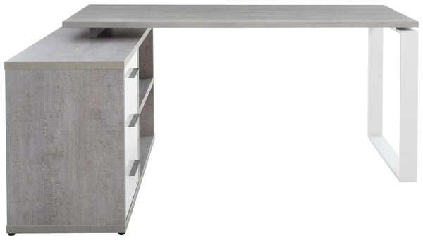 ROHOVÝ PSACÍ STŮL, šedá, vysoce lesklá bílá, 140/170/75 cm Carryhome - Rohové psací stoly