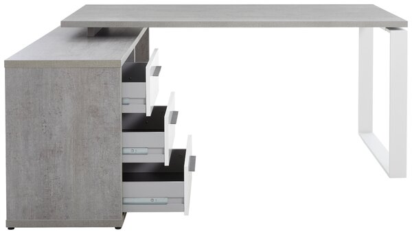 ROHOVÝ PSACÍ STŮL, šedá, vysoce lesklá bílá, 140/170/75 cm Carryhome - Rohové psací stoly