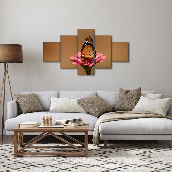 Obraz motýla na květině (125x70 cm)
