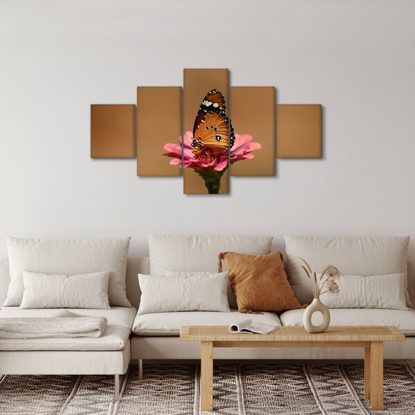 Obraz motýla na květině (125x70 cm)