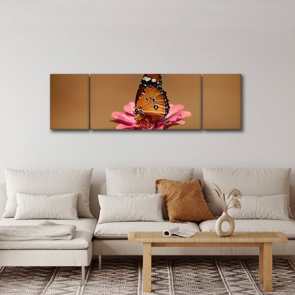 Obraz motýla na květině (170x50 cm)