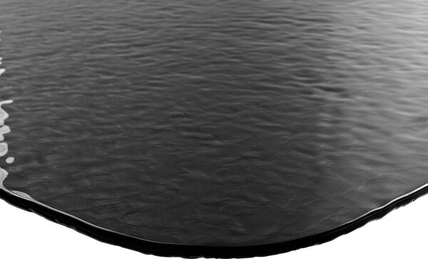 DELIFE Jídelní stůl Edge oválný 240x120 sklo s reliéfem kouřově černé 3D design křížová podnož obdélník černá