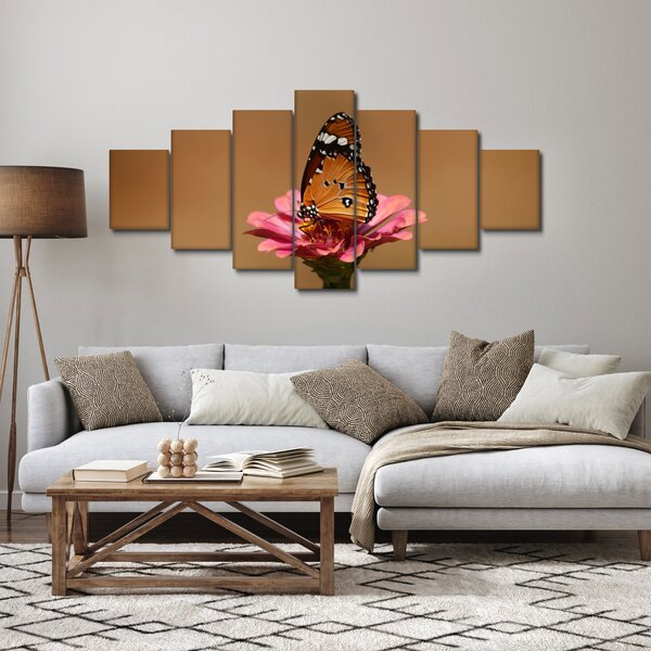 Obraz motýla na květině (210x100 cm)