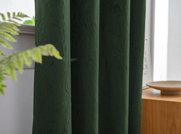 Zatemňovací závěs DUNES VELVET 140x250 cm, tmavě zelený Zavěšení: Kovové kroužky