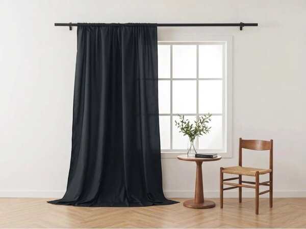 Závěs OXFORD LIGHT 140x270 cm, černý Zavěšení: Řasící páska