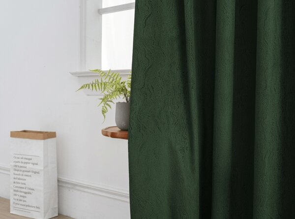 Zatemňovací závěs DUNES VELVET 140x250 cm, tmavě zelený Zavěšení: Kovové kroužky