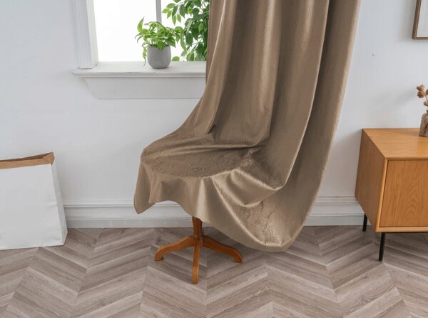 Zatemňovací závěs DUNES VELVET 140x250 cm, béžovohnědý Zavěšení: Kovové kroužky