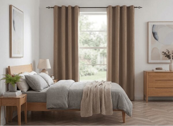 Zatemňovací závěs DUNES VELVET 140x250 cm, béžovohnědý Zavěšení: Kovové kroužky
