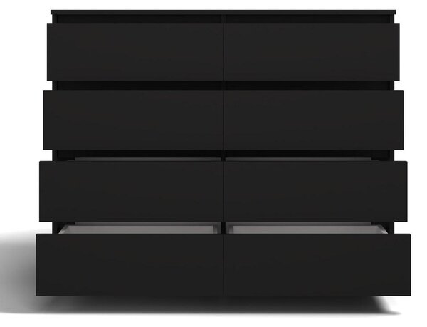 Topeshop M8 140 CZERŃ, Černá, 8 zásuvka/zásuvek, Dřevotřískové desky, Jednobarevný, Moderní, Dřevotřískové desky