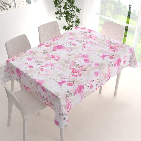 Biante Dekorační obdélníkový ubrus PM-030 Růžové malované květy 50x100 cm