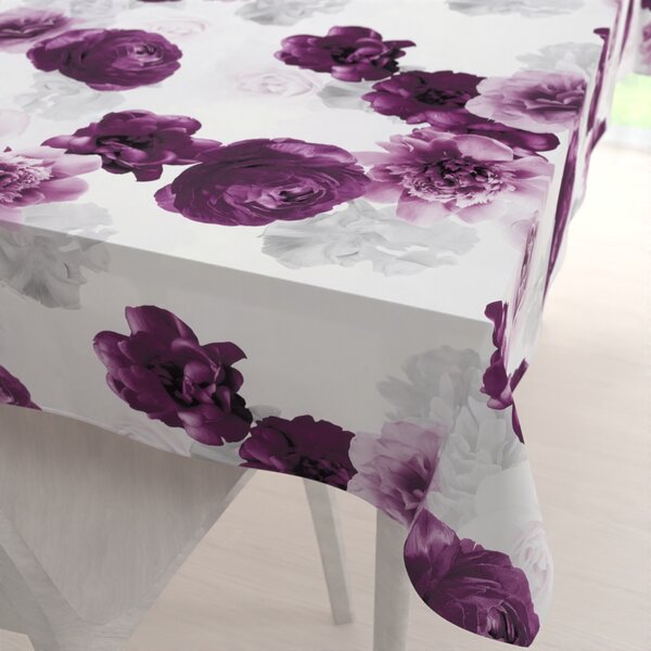 Biante Dekorační obdélníkový ubrus PM-029 Velké fialové květy 50x100 cm