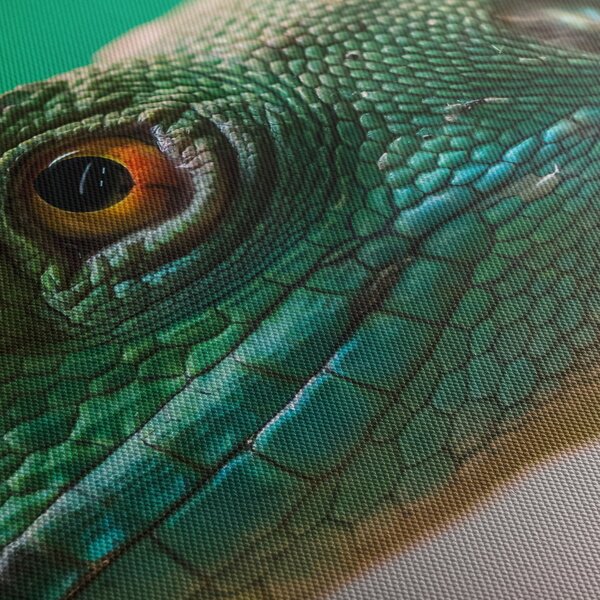 Detailní obraz ještěra (s hodinami) (90x30 cm)