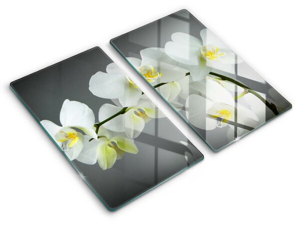 Skleněná krájecí deska Bílé květy orchidejí