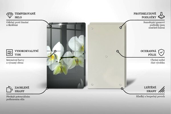 Skleněná krájecí deska Bílé květy orchidejí