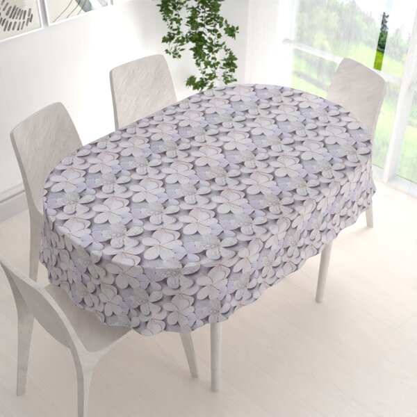Biante Dekorační oválný ubrus PML-032 Designové květy na šedém 100x140 cm