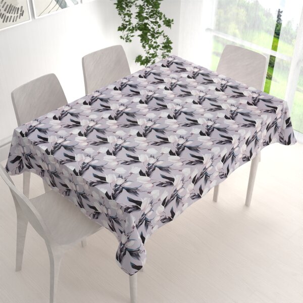 Biante Dekorační obdélníkový ubrus PML-034 Bílé tulipány na šedém 50x100 cm