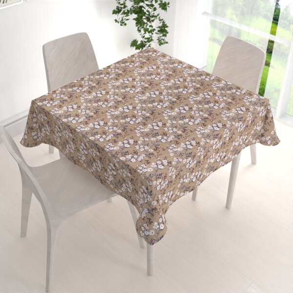 Biante Dekorační čtvercový ubrus PML-036 Pnoucí květiny na hnědém 40x40 cm