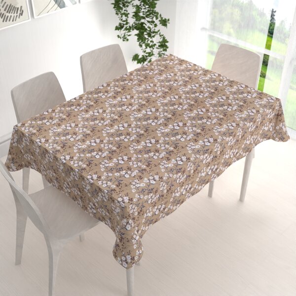 Biante Dekorační obdélníkový ubrus PML-036 Pnoucí květiny na hnědém 50x100 cm