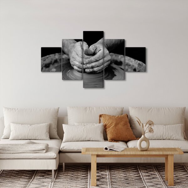 Černobílý obraz - výroba keramiky (125x70 cm)