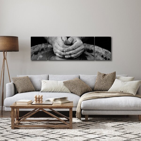 Černobílý obraz - výroba keramiky (170x50 cm)
