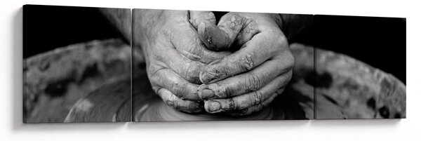 Černobílý obraz - výroba keramiky (170x50 cm)