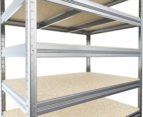 Regál do technické místnosti Biedrax 35 x 75 x 90 cm, pozink, 4 police OSB 10 mm, nosnost 300 kg na polici