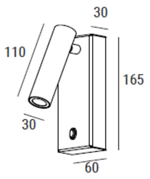 ZAHO Nástěnné LED svítidlo RID WL3 s vypínačem, 6W, v. 165 mm, 55° Barva: Bílá, Teplota světla: 3000K - teplá bílá