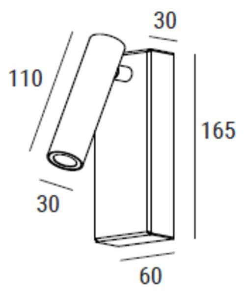 ZAHO Nástěnné LED svítidlo RID WL3 bez vypínače, 6W, v. 165 mm, 55° Barva: Bílá, Teplota světla: 3000K - teplá bílá