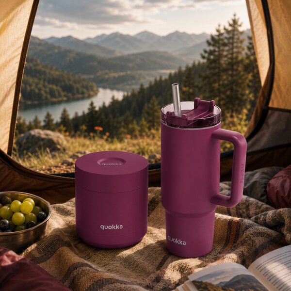 Termohrnek Stream s brčkem, 950ml, Quokka, vínový