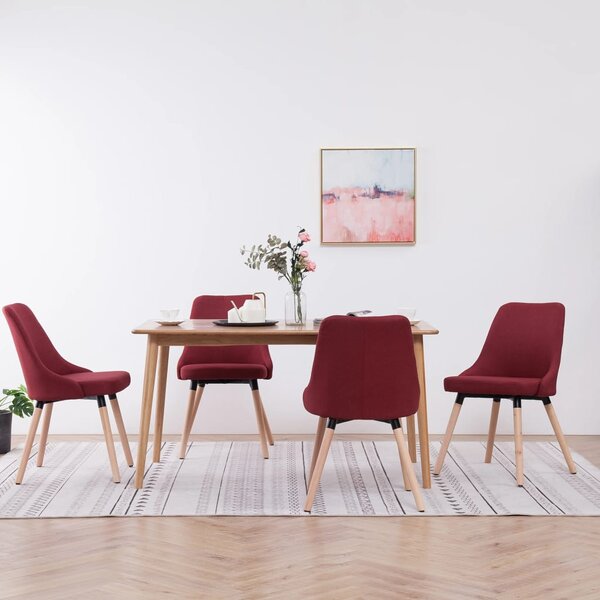 Jídelní židle 4 ks vínové textil