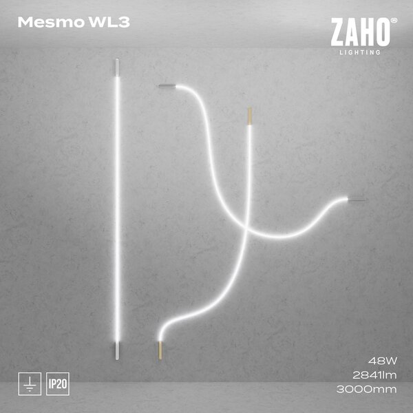 ZAHO Nástěnné LED svítidlo MESMO WL3, 48W, d 300 cm Barva: Bílá, Teplota světla: 3000K - teplá bílá, Stmívání, řízení: ON/OFF (bez stmívání)