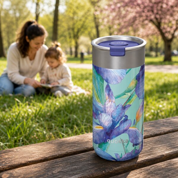 Termohrnek se sítkem Boost, 400ml, Quokka, blue irises