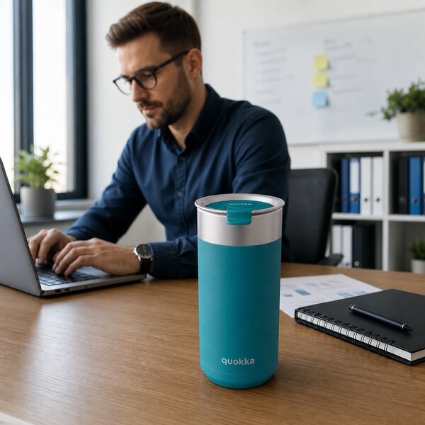 Termohrnek se sítkem Boost, 400ml, Quokka, tyrkysový