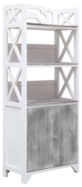 Koupelnová skříňka bílá a šedá 46 x 24 x 116 cm dřevo pavlovnie