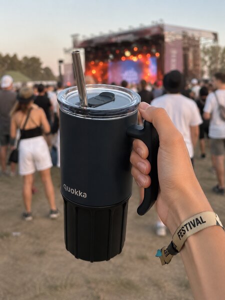Termohrnek Umi s brčkem, 720ml, Quokka, černý